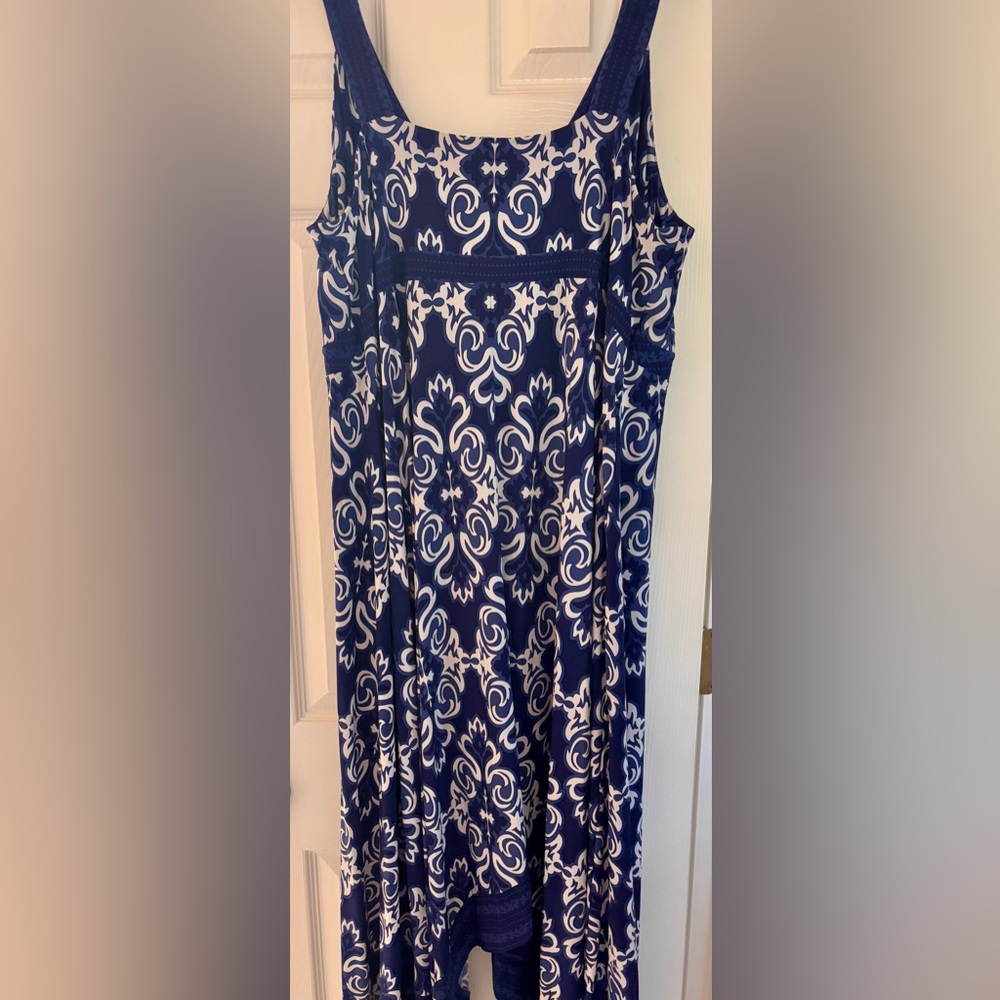 INC International Concepts Blue and White Dress 2x - Picture 2 of 3